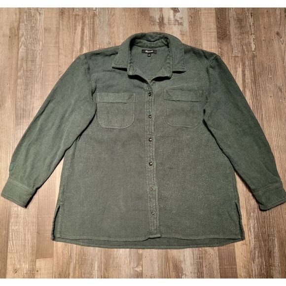 Madewell Ex-Boyfriend Shirt Flannel Seamed Edition Dark Palm Size Medium M - Picture 3 of 8